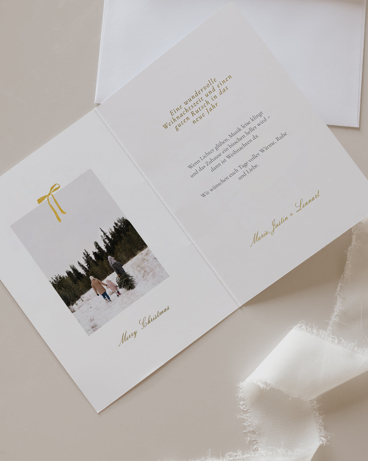 Personalisierbare Klappkarte "Christmas wreath" - 10er Set mit Umschlag